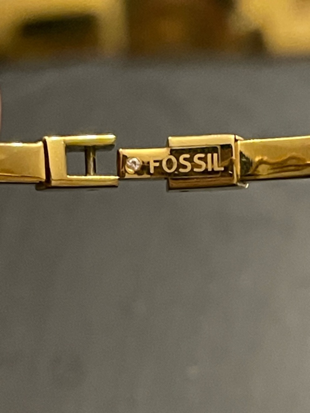 Fossil Gold-Tone Slim Bracelet with Logo Accent - Picture 2 of 7